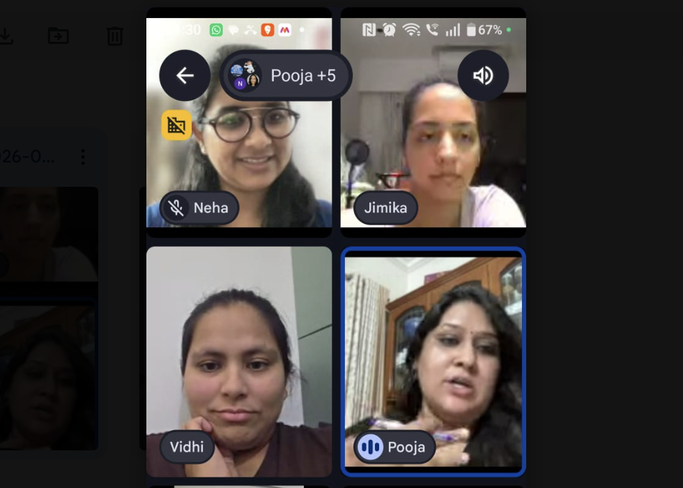 Online story charrette video call with mothers